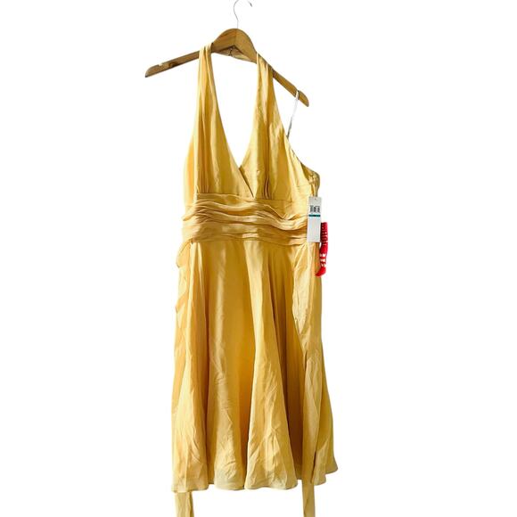 Maggy London Halter Neck Dress Size 16 NWT Yellow - Picture 2 of 7